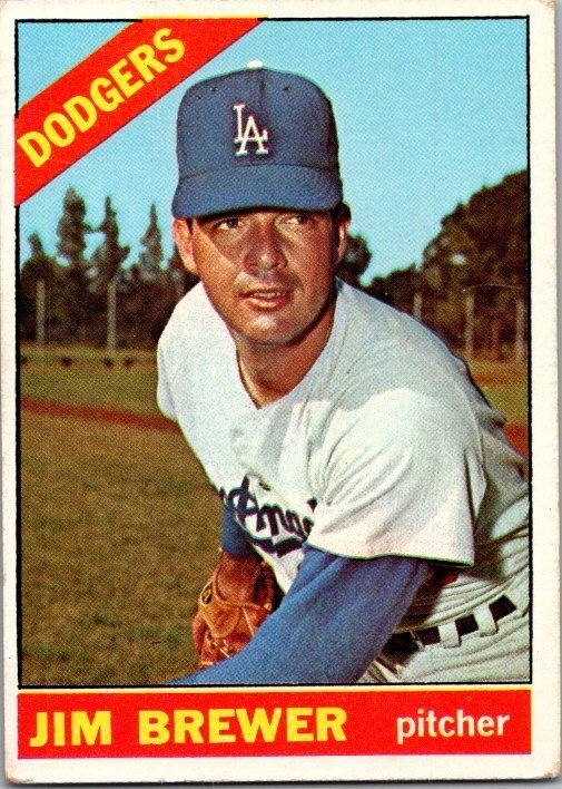 1966 Topps Baseball Card Jim Brewer Los Angeles Dodgers sk1997