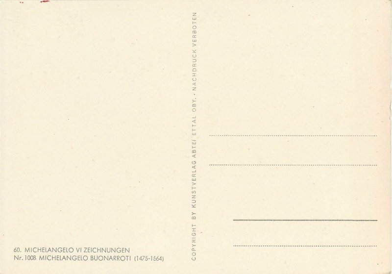 Postcard Michelangelo Buonarotti drawing