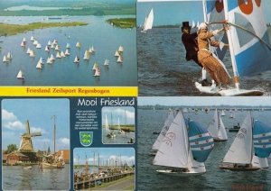 Sailing in Friesland Sail Ships 4x Postcard