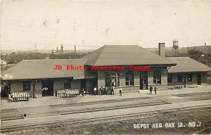 Depot, Iowa, Red Oak, RPPC, CB & Q Railroad Station, 1911 PM