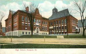 Vintage Postcard; High School, Freeport IL Stephenson County Unposted Wheelock