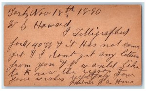 1890 Unit Not Come Yet WS Howard Omaha Nebraska NE York NE Antique Postal Card