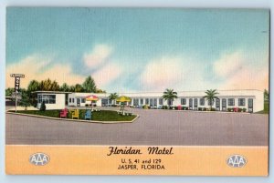 Jasper Florida Postcard Floridan Motel Exterior Building c1954 Vintage Antique