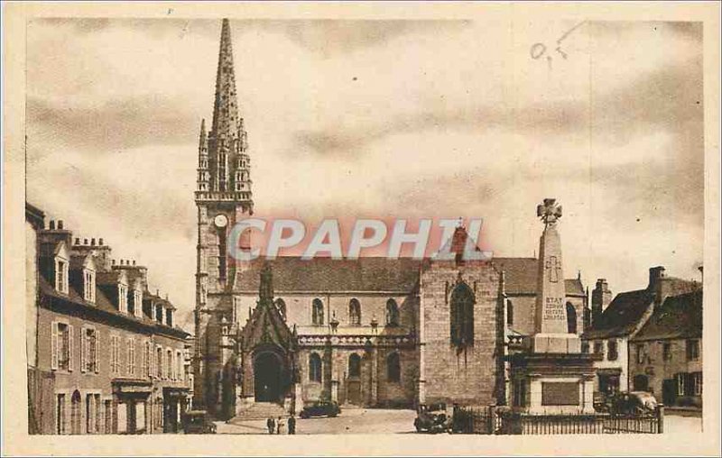 Old Postcard Landivisiau Finistere The Church Square