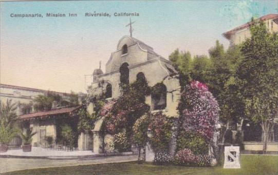 California Riverside Campanario Mission Inn Handcolored Albertype