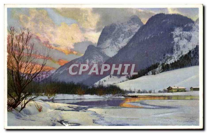 Old Postcard Mountain Snow