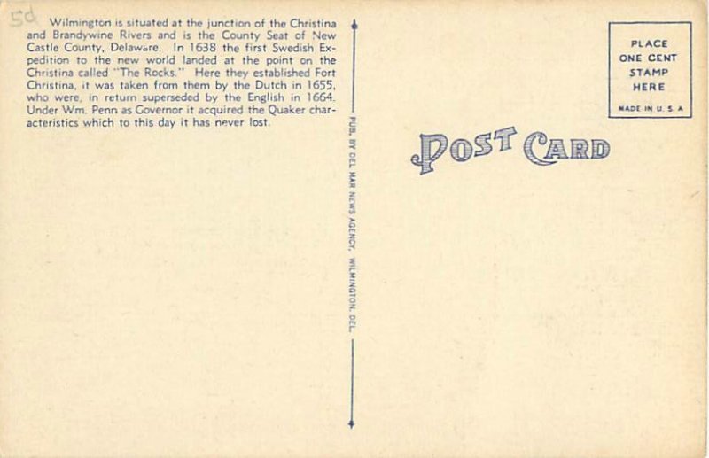 Wilmington Delaware Washington St Bridge Linen Postcard