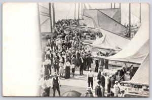 Crowd At The Inlet Pier Sailboats Boats Photograph, Vintage Postcard