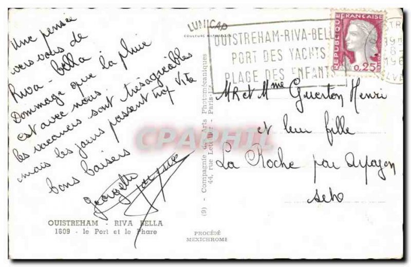Modern Postcard Ouistreham Riva Bella Harbor and Lighthouse