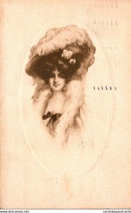 Beautiful Lady With Large Hat 1912