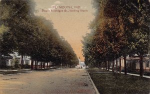 South Michigan Street Looking North Plymouth Indiana 1908 postcard