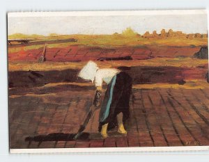 Postcard Frau beim Torfmachen By Otto Modersohn, Hanover, Germany