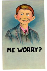 OVERSIZE Cartoon, Me Worry, Neuman Takeoff, Vintage Humour, 5 1/2  X 8 1/2  inch