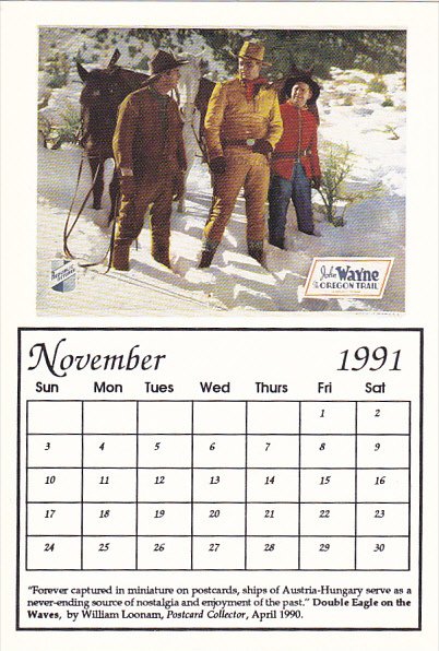 1991 Movie Poster Calendar Series November The Oregon Trail