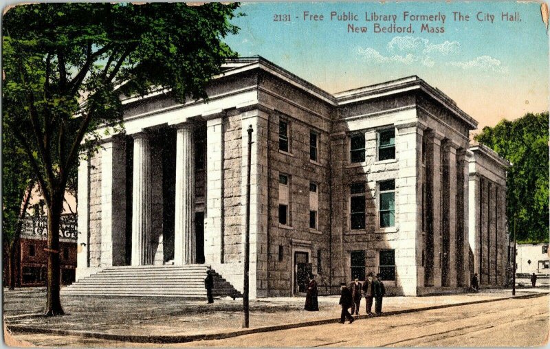 Free Public Library City Hall New Bedford Mass 1c Stamp Divided Back Postcard 