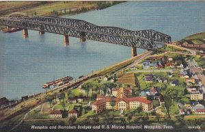 Memphis and Harrahan Bridges and U S Marine Hospital Memphis Tennessee Curteich