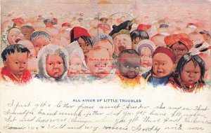 Native Ethnic Costume, Children, All Kinds of Little Troubles, 1909 Adrian MI PM