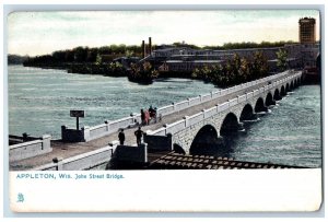 Appleton Wisconsin WI Postcard Bird's Eye View Of John Street Bridge c1905s Tuck