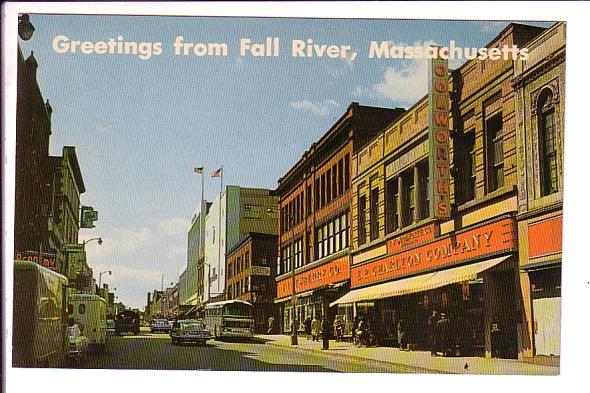 Greetings from, Business District, Fall River, Massachusetts, 1966
