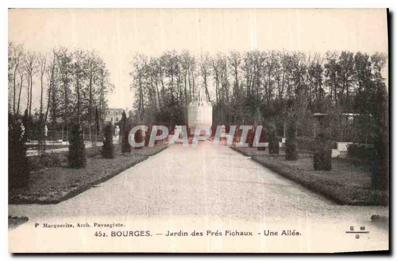 Old Postcard Bourges Garden Pres Fichaux A Allee