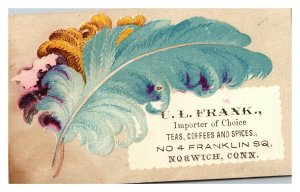 Vintage 1890's Victorian Trade Card U.L. Frank Importer Coffee & Tea Norwich CT