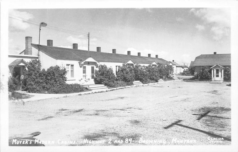 F16/ Browning Montana RPPC Postcard c1950s Moyer's Modern Cabins