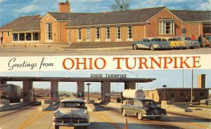 OHIO TURNPIKE '50s Cars Roadside c1950s Howard Johnson Chrome Vintage Postcard