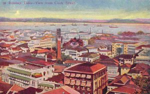 Panorama from Clock Tower Bombay Mumbai India 1910c postcard