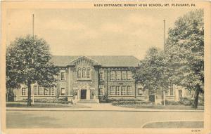 Postcard Main Entrance Ramsay High School Mt. Pleasant PA Westmoreland County