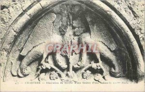Postcard Old Chartres Eardrum Decoration of a window of a house in the Thirte...
