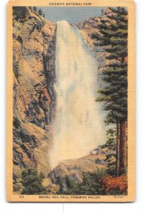 Yosemite National Park California CA Postcard 1930-1950 Bridal Veil Fall