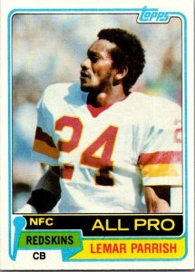 1981 Topps Football Card Lemar Parrish Washington Redskins sk60448