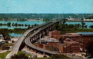 Illinois Moline Looking NOrth Across Mississippi River To Bettendorf Iowa 1962