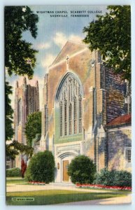 NASHVILLE, Tennessee TN ~ Wightman Chapel SCARRITT COLLEGE c1940s Linen Postcard