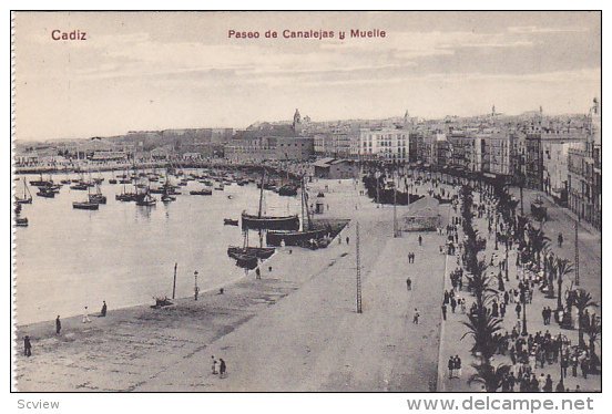 CADIZ (Andalucia), Spain, 1900-1910s; Paseo De Canalejas Y Muelle