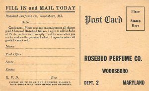 Rosebud perfume company Woodsboro, Maryland, USA Advertising Unused 