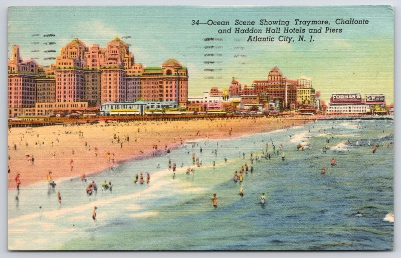 1960 Traymore Chalfonte Haddon Halls Atlantic City New Jersey NJ Posted Postcard