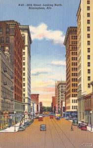 Birmingham Alabama~20th Street High Rise Bldgs~Hotel~Shops~1942 Linen Postcard