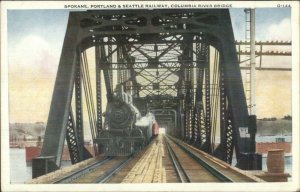 Spokane Portland Seattle Railway Train Columbia River Bridge Postcard