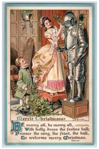 c1910's Christmas Girl Holly Dress Costume C. E. Brook Woodstock IL Postcard