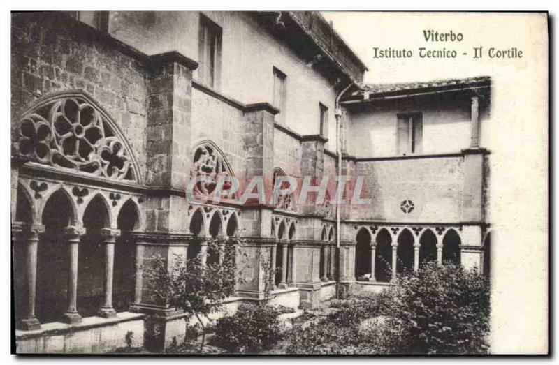 Old Postcard Viterbo Istituto Tecnico Il Cortile