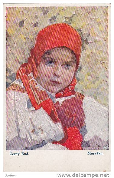 AS, Girl Wearing National Costume, Czecho-Slovak, Czech Republic, 1900-1910s