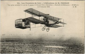 PC AVIATION, L'AÃROPLANE DE M. FARMAN, Vintage Postcard (b38155)