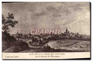 Old Postcard View of the city of Saulieu on the way to Morveaux