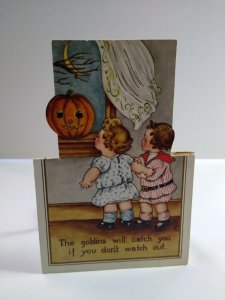 Halloween Postcard Whitney Die-Cut Standup Children JOL Crescent Moon Fantasy