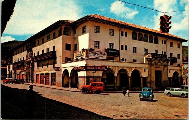 Tourist Hotel Cuzco Peru Old Car VTG Postcard PM Cancel WOB Note Vintage 