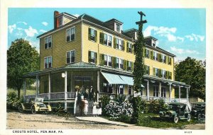 Postcard Pennsylvania Pen Mar Crouts Hotel autos people Teich PA24-1216