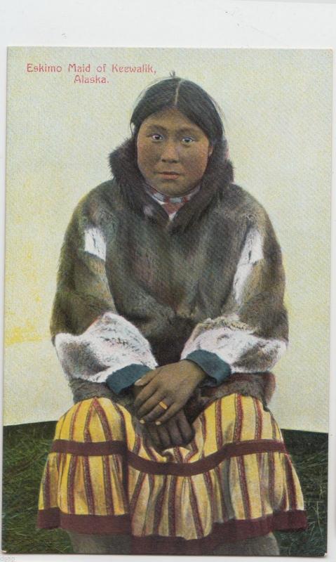 c1910 KEEWALIK Alaska AK Postcard ESKIMO MAID Woman Native 