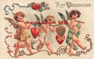 Valentine Day, PFB No 7185, Cupids Carrying Hearts on a String to the Right