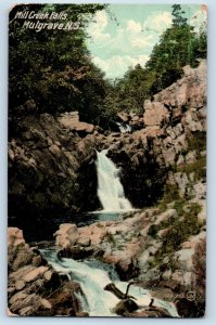 1910 Mulgrave Nova Scotia Canada Postcard Mill Creek Falls River Exterior View